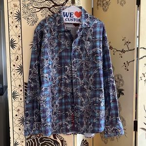 Robert Graham Button Down Shirt 2XL Plaid Skulls Beautiful